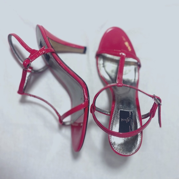 Glint Hot Pink Strap Sandal heel. Patent leather. - Picture 1 of 6